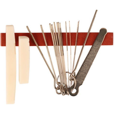 Ensemble de limes guitare métal et pierre, outils de façonnage et réparation pour manche, sillet et chevalet. (1/5)