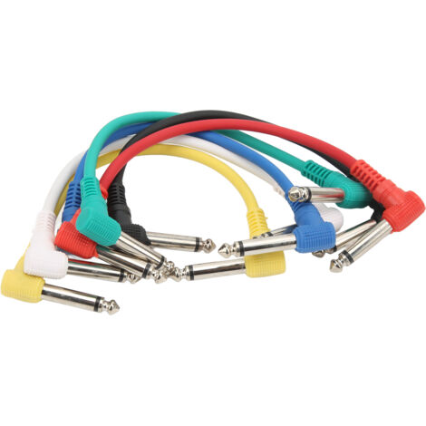 6 Cordons de Guitare Courbés 6.35mm pour Pédales d'Effets et Instruments Universels (1/5)
