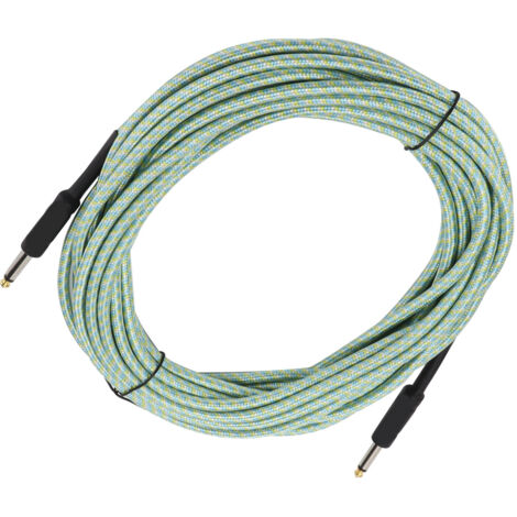 Câble Blindé pour Guitare Basse Tressé 10m avec Connecteurs Nickelés (Vert) (1/5)