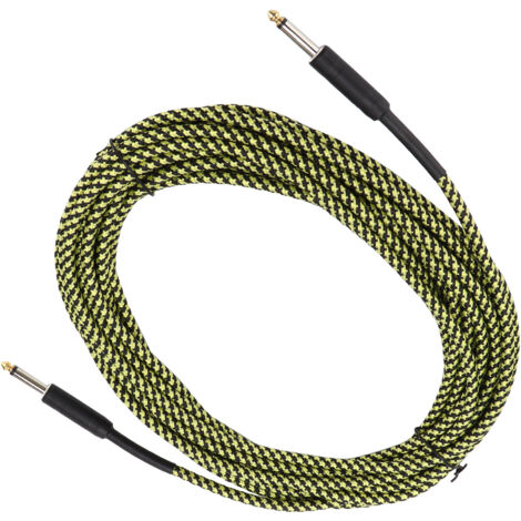 Câble de Guitare Basse Blindé 10 mètres avec Connecteurs Nickelés pour Instruments de Musique (Couleur Jaune) (1/5)