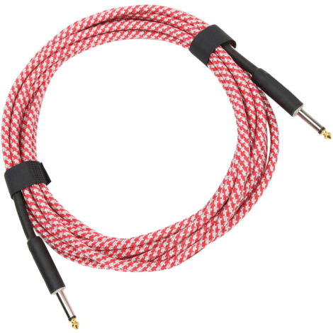 Câble d'extension audio blindé pour guitare avec connecteur nickelé 6 mètres (rouge) (1/5)
