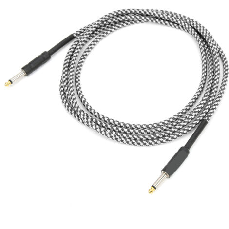 Câble de Guitare Blindé Tressé avec Connecteur Nickelé pour Instruments Électroniques (Blanc) (1/5)