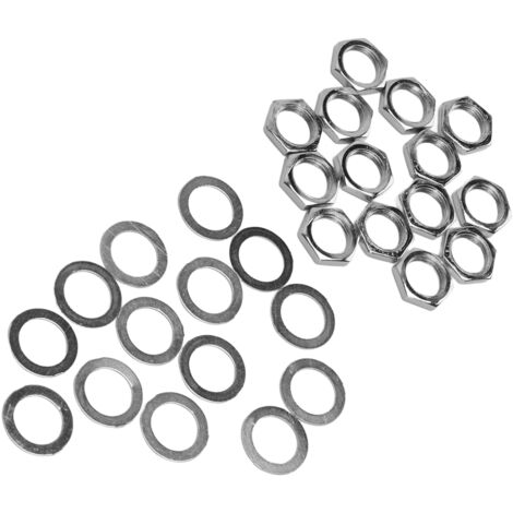 Kit de Fixations Argentés M9 pour Connecteurs de Guitare Électrique et Basse, Rondelles et Écrous Filetés (1/5)