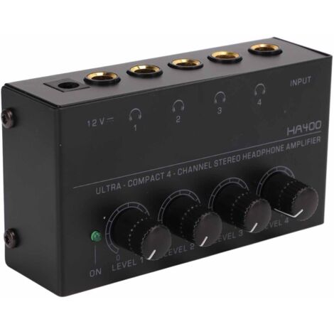 Amplificateur Audio 4 Canaux Stéréo, Splitter Casque pour Écouteurs Multiples, Alimentation EU 100‑240VAC (1/5)