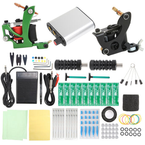 Machine à Tatouer Bobine Double Complète avec Alimentation et Poignée pour Ligne et Ombre, Prise Européenne 90‑265V (1/5)