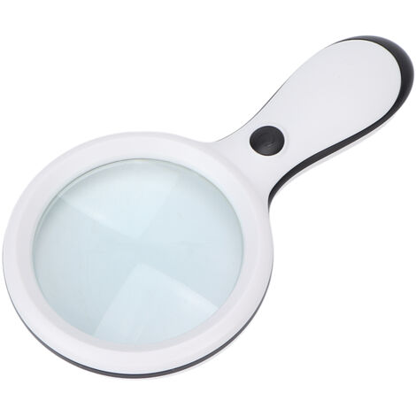 Loupe lumineuse portative 10x grossissement 88mm pour lecture de livres et journaux, couleur blanc (1/5)