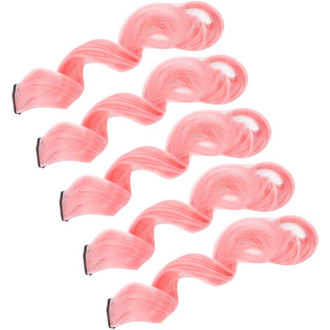 5 mèches de cheveux à clip colorées pour cosplay et déguisements - Rose Sakura (1/5)