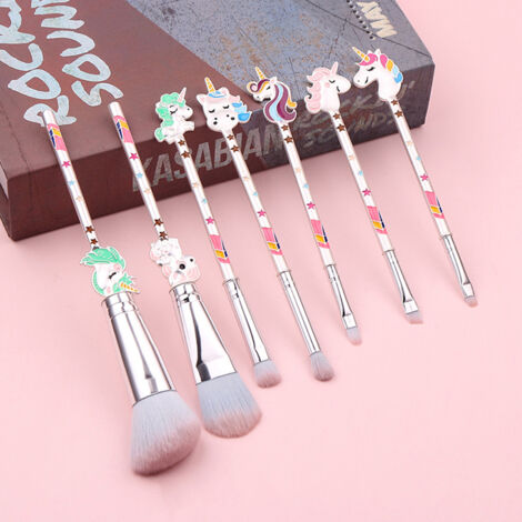 7 pièces Set de Pinceaux de Maquillage Professionnels avec Manche en Métal pour Fond de Teint, Ombre à Paupières et Correcteur, Inclus Trousse de Transport (1/5)