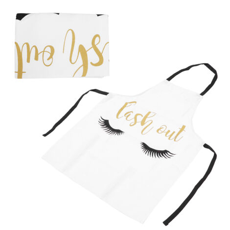 Tablier Respirant pour Salon de Beauté, Motif Cils Doux, Lavable pour Cuisine et Artiste, Blanc (1/5)