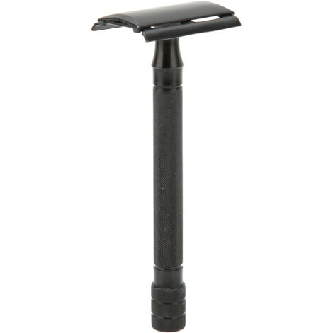 Rasoir de sûreté homme en acier inoxydable, manche ergonomique antidérapant avec brosse de rasage pour entretien barbe