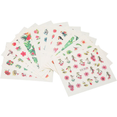 Autocollants à eau pour ongles - 12 feuilles motifs botaniques et floraux - Décalcomanies manucure DIY (1/5)