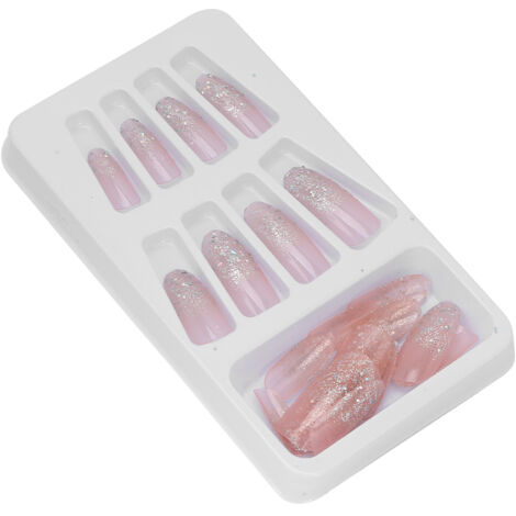 24 faux ongles à paillettes scintillants pour femme, kit de manucure glamour et moderne