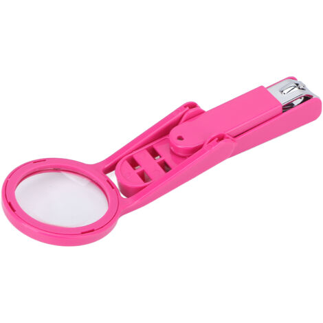 Coupe-ongles pour seniors avec loupe intégrée, réglable en acier inoxydable pour ongles des mains et pieds - Couleur rose-rouge (1/5)
