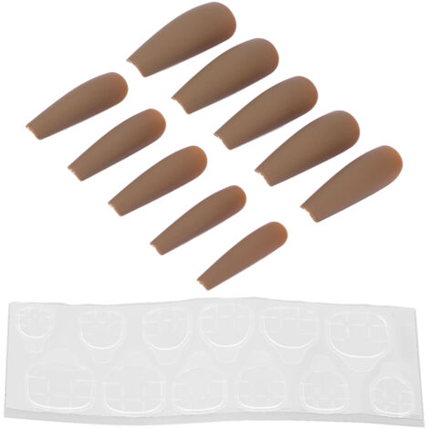 10 faux ongles en forme de cercueil extra longs brillants, kit manucure décorative pour femme avec finition glossy N5355-04