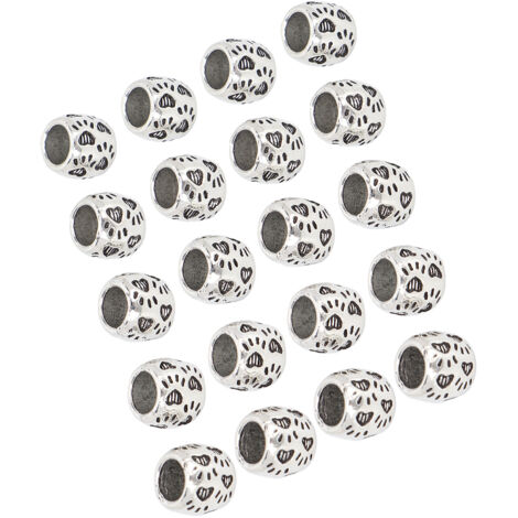 20 perles argentées rétro pour tresses et dreadlocks, accessoires capillaires DIY, perles à barbe, bijoux pour bracelets et colliers (1/5)