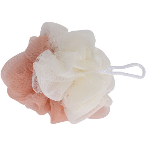 Éponge de douche bicolore, filet exfoliant doux pour le bain, gant de massage sphérique (1/5)