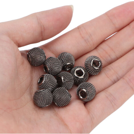 Perles métalliques creuses pour tresses et dreadlocks, extensions capillaires, lot de 10, couleur noir (1/5)