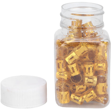 100 Perles Creuses pour Dreadlocks Anti-Oxydation, Style Bohème, Idéales pour Tressage Maison, Finition Dorée (1/5)