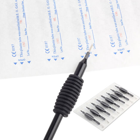 10 Pièces Tubes Tatouage Jetables avec Embouts et Aiguilles Combo pour Machine Tatouage Professionnelle (1/2)