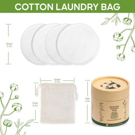 20 Disques Démaquillants Réutilisables en Fibre de Bambou, Lavables avec Pochette et Étui (1/5)