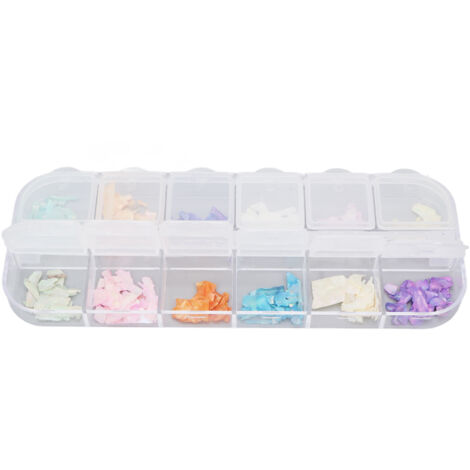 Coquille Abalone Colorée en 12 Grilles - Paillettes et Paillettes pour Art des Ongles, Décorations DIY Femme (1/5)