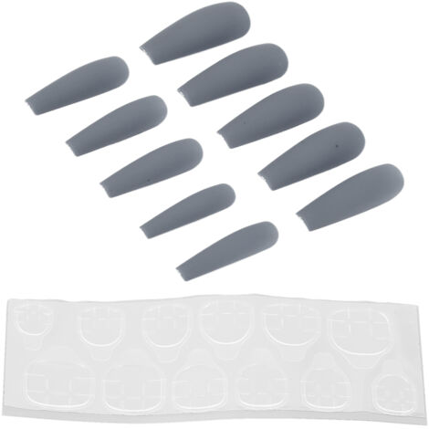 10 faux ongles en forme de cercueil extra longs et brillants, kit manucure facile à poser pour nail art, design N5355-05 pour femmes