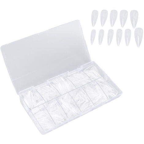 500 ongles longs en gel transparent forme cercueil pour prothèse ongulaire, décoration manucure semi-permanente (lot de 500) (1/5)
