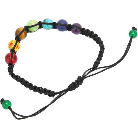 Bracelet de méditation tressé réglable, perles de yoga colorées unisexe, style bohème chic. (1/5)