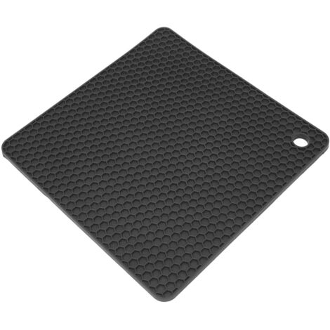 Tapis en silicone antidérapant pour bol à cire, forme carrée, épais et isolant thermique - Noir (1/5)