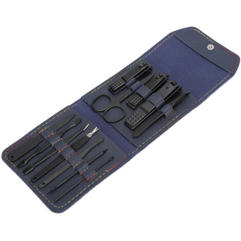Kit de Manucure Pédicure Professionnel en Acier Inoxydable avec Pince à Comédons et Étui de Transport Bleu (1/5)