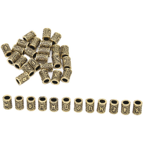 24 perles à barbe Viking en bronze, 24 motifs DIY en alliage zinc pour décorations capillaires (1/5)