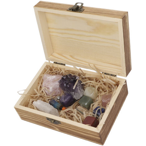 Kit de Pierres de Chakra avec Pendule et Boîte - Améthyste, Quartz Rose et Cristaux de Guérison (1/5)