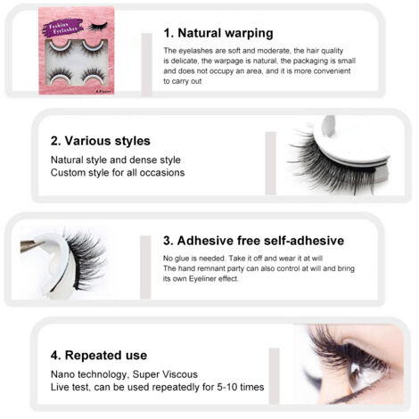 2 Paires de Faux Cils Autocollants Réutilisables - Effet Longueur et Volume Naturel pour un Regard Magnétique (1/2)