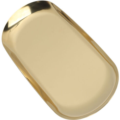 Plateau de Bijoux Ovale avec Miroir Doré et Bord Brillant pour Accessoires et Vernis à Ongles (1/5)