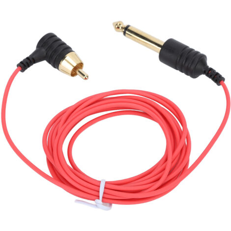 Câble de raccordement RCA 90° pour tatouage, 2m, haute température, flexible fin rouge (1/5)