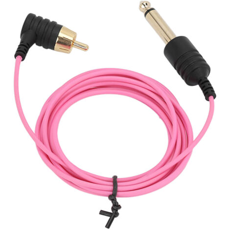 Câble de Connexion RCA pour Tatoueur 1,8 mètres Flexible et Durable, Fil avec Pince Rose (1/5)