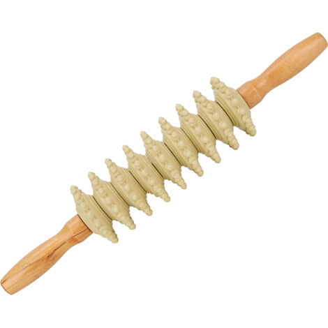 Rouleau de massage en bois pour jambes et dos - Réduction de la cellulite et soulagement musculaire (1/5)