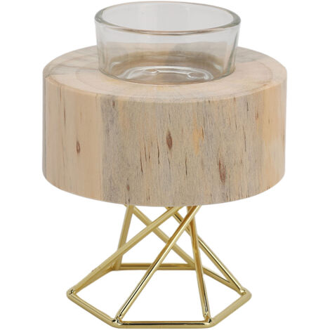 Porte-bougie Décoratif en Bois et Métal avec Coupe - Idée Cadeau Élégant (1/5)