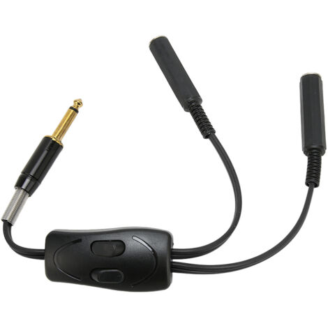 Adaptateur Double Jack 6.35mm pour Tatouage - Diviseur RCA avec Alimentation Stable Noir (1/5)