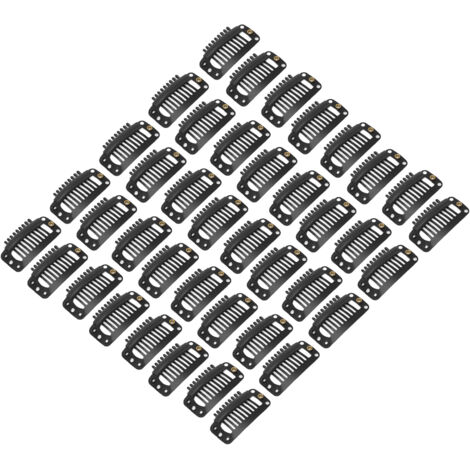40 attaches à cheveux en acier inoxydable, peigne 9 dents pour extensions capillaires, accessoires coiffure DIY noir 1,3 pouces (1/5)