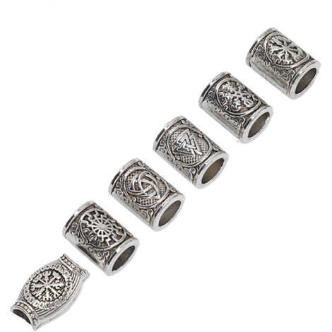 6 pièces perles barbe en métal, tubes capillaires rétro pour hommes et femmes (1/5)