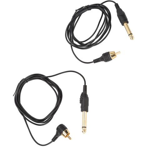 Câble RCA pour Machine à Tatouage, 2 Pièces avec Connecteurs, Longueur 1.9m, Accessoires Professionnels Tatouage