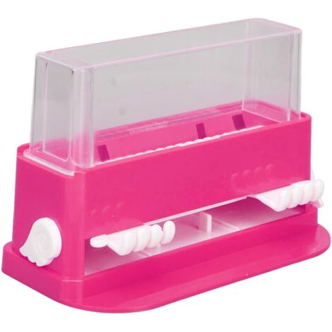 Boîte de Rangement pour Brosses à Dents - Organisateur Transparent Rose, Grande Capacité (1/5)