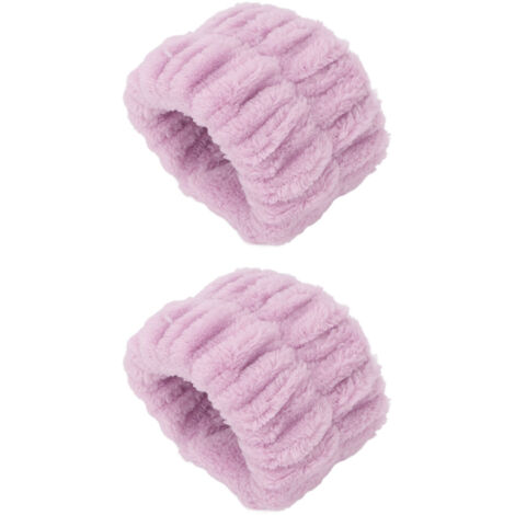 1 Paire de Bandelettes de Lavage Visage - Absorption Rapide, Douceur et Confort - Bracelets Exfoliants pour Soins de la Peau à Domicile ou en Déplacement - Violet (1/5)