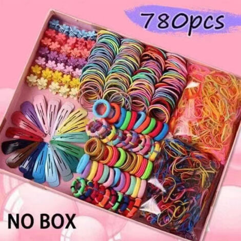 Ensemble de Coiffure Enfant avec Barrette Métallique, Élastiques et Boîte Cadeau pour Fille (1/5)