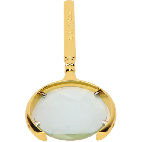 Loupe de Lecture 8X en Forme de Lune avec Manche Ergonomique en Métal Doré pour Seniors et Malvoyants (1/5)