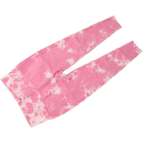 Leggings de Yoga Femme Haute Taille Séchage Rapide Sans Couture Rose Tie Dye (1/5)