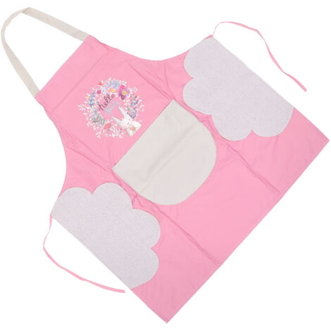 Tablier imperméable motif chiots pour manucure, lavable en machine, rose (1/5)