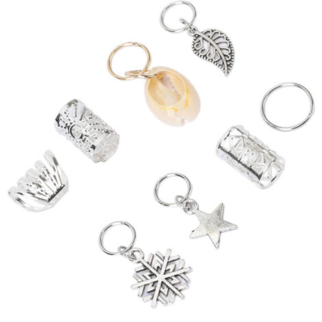 100 pièces Boucles d'oreilles pour Dreadlocks Motifs Ajourés Étoiles Coquillages Accessoires Tressage Métal (1/5)