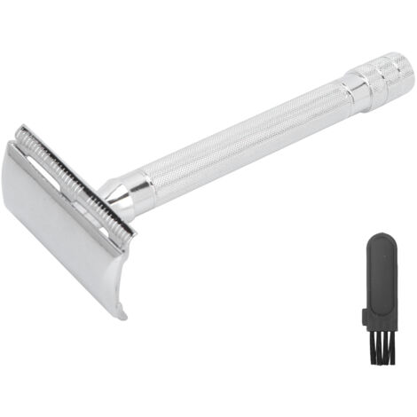 Rasoir de Barbier Rétro en Métal Argenté, Manche Durable pour Coiffeur et Rasage Traditionnel (Sans Lame) (1/5)